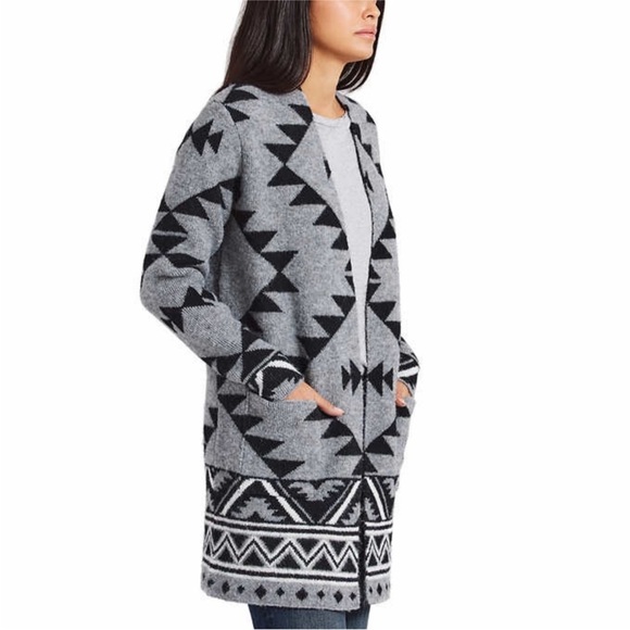 Frye Cozy Open Front Luxe Yarn Jacquard Southwestern Patterned Cardigan Size XL - Picture 2 of 10